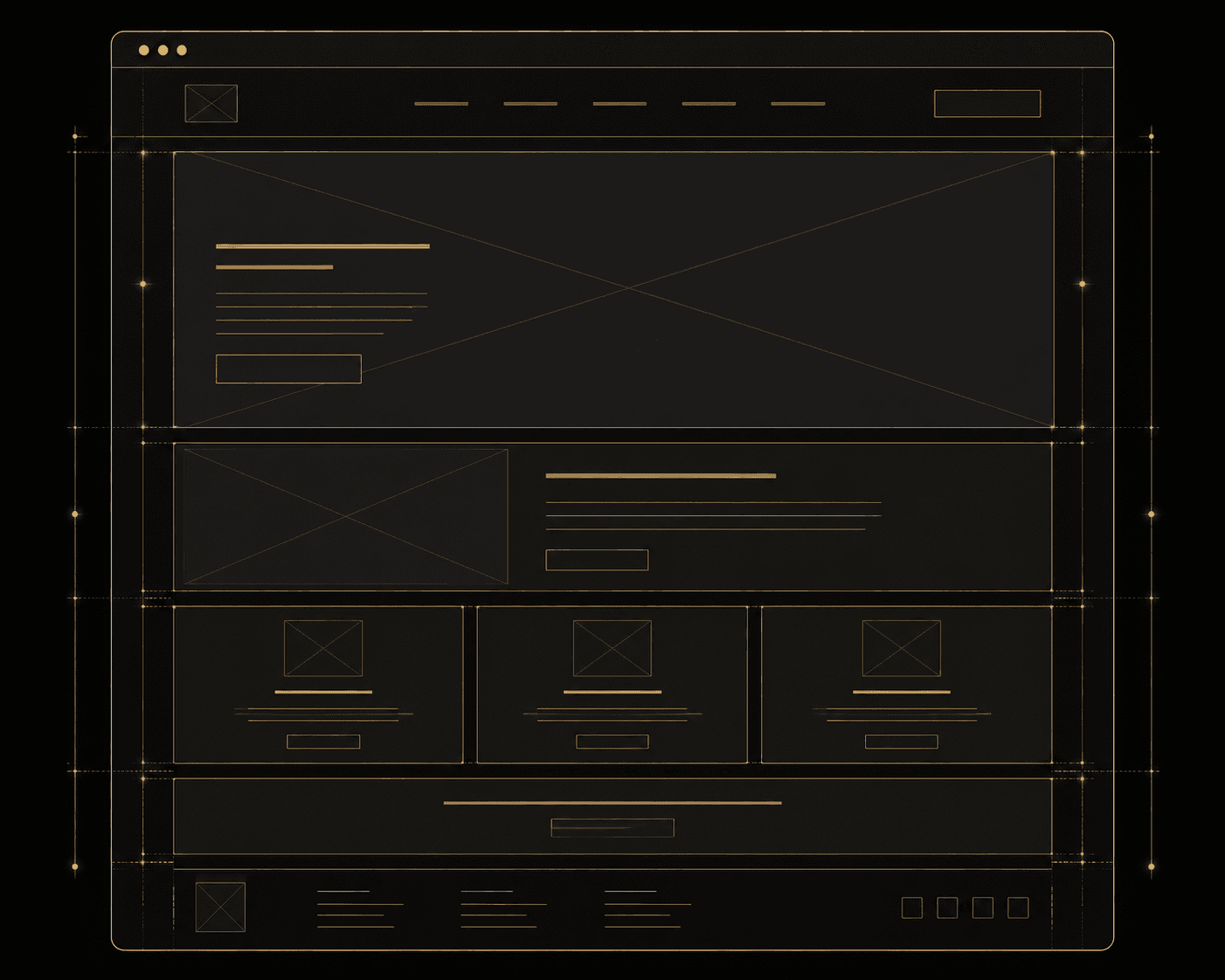 Wireframe stage of the Brandak website process